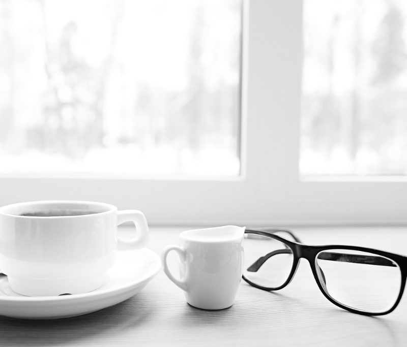 coffee and readers winter scene